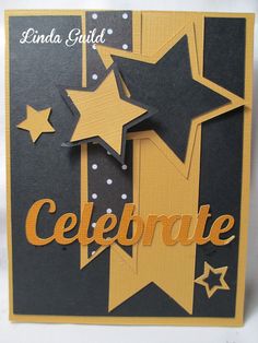 a handmade birthday card with stars and the word celebrate written on it's side