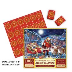 two christmas puzzles with santa claus on his sleigh