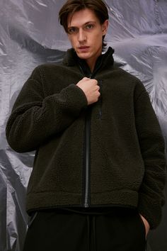 Loose-fit activewear jacket in soft  warm teddy fleece. Stand-up collar  zipper at front  a chest pocket with zipper  and diagonal handwarmer pockets. Long raglan sleeves and narrow elastic at cuffs and hem. Teddy Fleece, Charcoal Gray, Hand Warmers, Raglan Sleeve, Chest Pocket, Charcoal Grey, Stand Up, Active Wear, Loose Fitting