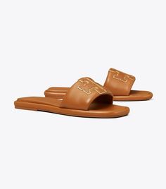 Double T Sport Slide: Women's Designer Sandals | Tory Burch Miller Sandal, Woven Sandals, Tory Burch Sandals, Footwear Design Women, Designer Sandals, The Double, Fashion Items, Fashion Item, Women's Shoes Sandals