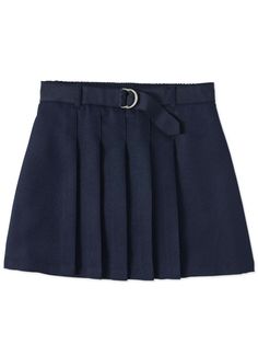 Wonder Nation Girls Navy Blue School Uniform Pleated Belted Scooter Skort Stylish students will appreciate the detail on the Wonder Nation Girls School Uniform Pleated Belted Scooter. This uniform approved style features a decorative belt front with a back elastic waistband for easy pull-on comfort. Made of a durable polyester twill fabric, the skirt is both wrinkle and fade resistant. Wonder Nation Uniform Scooters have sewn in biker shorts, so she'll be comfortable moving from the classroom to Navy Blue School Uniform, Ravenclaw Uniform, Blue School Uniform, Girls School Uniform, School Shorts, Toddler Girl Shorts, Navy Blue Skirt, Girls School, Cotton Pyjamas