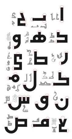 an arabic alphabet with multiple letters and numbers in different languages, all on one page