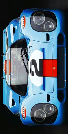 an overhead view of a blue race car