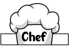 a chef hat with the word chef on it in black and white, over a white background