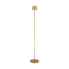 a gold floor lamp with a white background