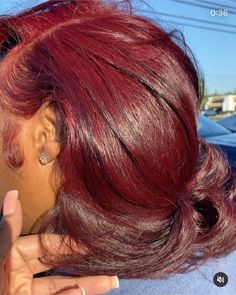 Pressed Natural Hair, Silk Press Natural Hair, Highlights Hair, Dyed Natural Hair, Burgundy Hair, Silk Press, Hair Laid, Hair Dye Colors, Hair Inspo Color