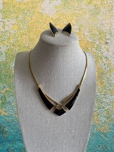 Gold Enamel, Black Enamel, Collar Necklace, Jewelry Sets, Crown, Handmade Gift, Handmade Gifts, Unique Jewelry