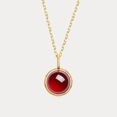 A timeless classic, this Round Natural Garnet Necklace will add beauty and elegance to any ensemble. With its unique shape and natural color, this necklace is sure to be a conversation starter. Crafted from the finest materials for lasting quality, this is an accessory that will make you feel luxurious and special. DETAILS Plating: 10K Gold Materials: 10K Gold on Silver, Natural Mozambique Garnet Measurements: Length: 17.72"(45.3cm) + Extender: 1.97"(5.0cm) Weight: 3.6g Star And Moon Necklace, Garnet Birthstone, Rabbit Earrings, Rabbit Necklaces, Pearl Gifts, Cuban Link Chain Necklaces, Garnet Pendant, Garnet Necklace, Christmas Gifts For Girls