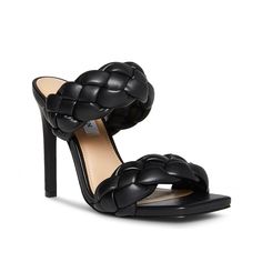 Steve Madden-Kenley Woven Slide Sandal The luxury of the Steve Madden Kenley sandal will speak on behalf of your flawless persona. Braided straps exhibit a crafty look to this slip-on sandal that is elegantly lifted by a tall, slender heel.