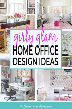 girly glam home office design ideas Glam Home Office Ideas, Pink Home Office Ideas, Glam Office Ideas, Beautiful Office Decor, Girly Home Office, Womens Home Office, Glam Office Decor, Pink Home Office, Room Murals