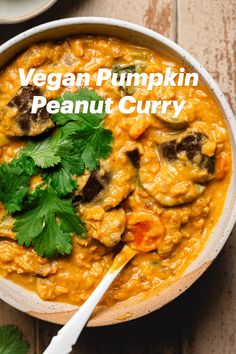 Celebrate fall with this creamy Thai-inspired pumpkin peanut curry. It’s packed with red lentils, veggies, peanut butter, and pumpkin.

#plantbased #veganrecipes #pumpkin #curry Peanut Curry, Vegan Pumpkin Recipes, Pumpkin Curry, Red Lentils, Vegan Pumpkin, Red Lentil, Vegetarian Dinner