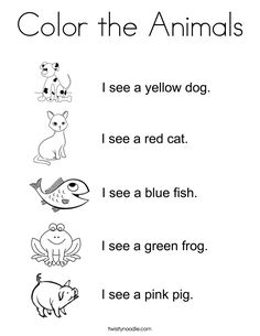 the color the animals worksheet for kids to learn how to write and draw