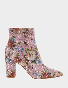 CADYF FLORAL MULTI | Floral Rhinestone Bootie – Betsey Johnson Floral Ankle Boots, Rhinestone Boots, Blue By Betsey Johnson, Dress Booties, Betsey Johnson Shoes, Rhinestone Dress, Betsy Johnson, Glitz And Glam, Boot Shoes Women