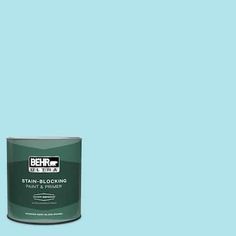 a can of behro ultra stain - blocking paint on a light blue background