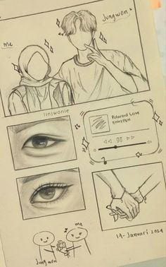 the drawing shows how to draw an anime character's eyes