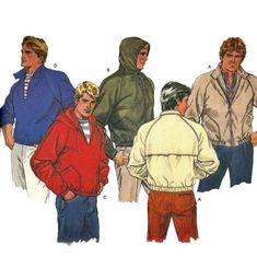 men's hoodies and sweatshirts sewing pattern from the 1970's or 70's