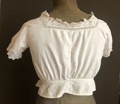 Antique Corset Cover in White Cotton and Openwork Embroidery - Etsy Antique Corset, Openwork Embroidery, Corset Cover, Womens Blouses, Old Boxes, Water Polo, How To Antique Wood, White Cotton, Blouses For Women