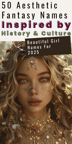 a woman with long blonde hair and gold jewelry on her face is featured in the cover of an illustrated book