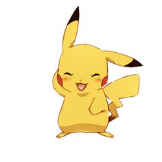 a cartoon pikachu with its arms up and eyes closed