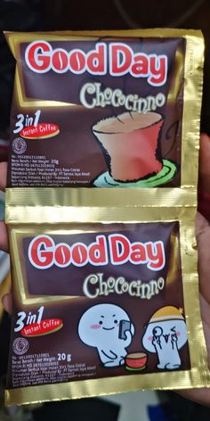 two packets of good day chocolate are shown