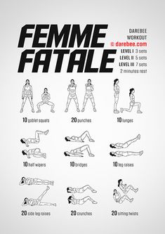 a poster showing how to do the femme fatate workout for beginners