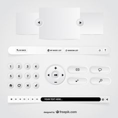 a set of white buttons and numbers on a gray background with space for your text