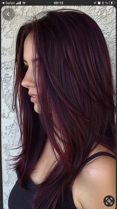 Dark Brown Hint Of Red Hair, Dark Violet Red Hair Color, Hair Color Ideas For Brunettes Red, Dark Violet Red Hair, Dark Violet Hair Burgundy, Red Hair On Brunette, Burgundy Hair Aesthetic, Dark Red Violet Hair, Violet Red Hair Color