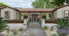 this is an artist's rendering of the front entrance to a home in arizona