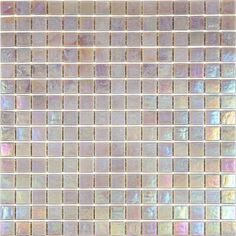 an image of a glass mosaic tile pattern in white and pink colors on a wall