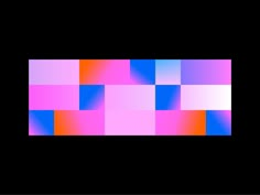 a black background with pink, blue and orange squares on the bottom right corner is an image of rectangles in different colors