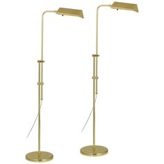 two floor lamps with one light on each side