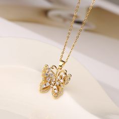 Color: A,B,C,D Fashion Element: Butterfly Style: Niche Mother's Day Alloy Pendant Necklace, Elegant Metal Butterfly Necklace With Adjustable Chain, Butterfly Pendant Necklace With Clavicle Chain For Party, Party Butterfly Pendant Necklace With Clavicle Chain, Elegant Metal Butterfly Necklace With Clavicle Chain, Rose Gold Alloy Necklaces For Wedding, Elegant Alloy Pendant Necklace, Elegant Pendant Necklace In Alloy, Rose Gold Alloy Necklace For Wedding