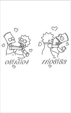 the simpsons couple is getting married in this coloring page for valentine's day, and it