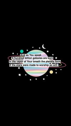 an image of the planets in space with some words written on it's side