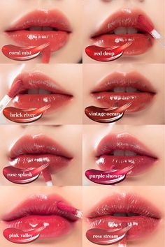 These unique tints by rom&nd offer a rich color payoff with a glossy layer that appears 3 seconds after application. The non-sticky "water" layer is separated from the color layer that tints the lips. Unlike other glosses, the subtle colors of these tints will stay on your lips hours after wear. Romand Glasting Water Tint Brick River, Rom&nd Glasting Water Tint, Rom&nd Lip Tint, Romand Glasting Water Tint, Water Tint, Glass Hair, Dry Brittle Hair, Tint Lipstick, Eyebrow Eyeshadow