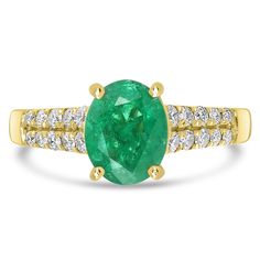 ADG50229-13-1 Emerald Rings, Green Gems, Ring Style, Emerald Gemstone, Diamond Set, Green Gemstones, Yellow Gold Ring, Emerald Ring, Metal Color