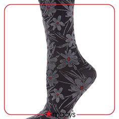 in stock Comfortable Black Socks For Spring, Josie Natori, Brand Collection, East West, Fashion Socks, Abstract Floral, Crew Socks, Industrial Style, Black And Grey