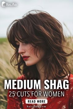 Get inspired by these stunning medium shag cuts that showcase natural beauty and flair. 🌟🌸 Layered Haircuts For Asian Hair, Medium Long Shag Hairstyles, Medium Hairstyle Women Layered Thick Hair, Blonde Wavy Shag Haircut, Shag With Choppy Layers, Big Hair Medium Length, Shags For Medium Length Hair, Medium Shag Bob Haircut, Layered Wavy Hair Medium Shag