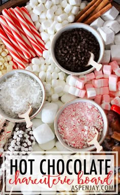 hot chocolate bar with marshmallows and candy canes