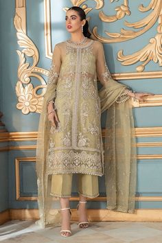 Buy Elegant Pakistani Dress in Lime Green Shade is a Royal Pakistani Wedding Party Dress. This Pakistani Dress comes with Delicate Silver Embellishments. Silver Hand Embellished Dress For Eid, Hand Embellished Silver Dress For Eid, Elegant Dresses With Pearl Embroidery For Festivals, Silver Hand Embellished Dresses For Festive Occasions, Luxury Festive Reception Dress, Hand Embellished Gold Dresses For Eid, Gold Hand Embellished Dress For Eid, Party Dress In Hand-embellished Organza, Party Dresses In Hand-embellished Organza