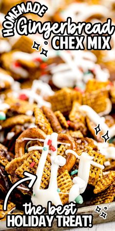 the holiday treat is made with gingerbread and pretzel crackers, sprinkles, and white frosting