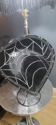 Please be advised this fabric is discontinued. I can only make 1 more Beautiful sparkly spiderweb Hat. Black Velvet with silver glitter webs and a removable rhinestone spider. Perfect for Vampire Ball or any Gothic Soiree Goth Hat, Vampire Ball, Rhinestone Spider, Halloween Hat, Victorian Hats, Victorian Costume, Halloween Hats, Wedding Fascinators, Spider Web