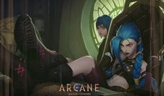 an animated image of two people sitting on a chair in front of a window, with the caption arcane league legend