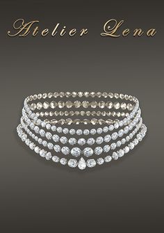 a set of three rows of diamond bracelets with the words helier lena written on