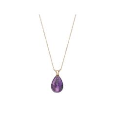 Adorn yourself with the graceful beauty of this 14k gold genuine amethyst briolette necklace. Comes in a gift box. Click on this JEWELRY & WATCHES GUIDE to learn about fit, styles, materials and more!PENDANT DETAILS Pendant length: .6 in. Chain length: 18 in. Clasp: spring-ring Metal: 14k gold STONE DETAILS Stone type: genuine amethyst Total weight: 3 1/2 ct. Shape: briolette Gemstones may have been treated to enhance their appearance. Special care may be required. Size: 18". Color: Purple. Gend Luxury Briolette Drop Necklace, Elegant Purple Amethyst Drop Necklace, Elegant Purple Pear-shaped Necklace, Gift Pear-shaped Amethyst Necklaces, Luxury Briolette Drop Necklace As Gift, Pear-shaped Amethyst Necklace As A Gift, Gift Pear-shaped Amethyst Necklace, Pear-shaped Amethyst Necklace For Gift, Fine Jewelry Amethyst Teardrop Pendant Necklace