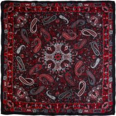 The Wyoming Traders Paisley Red/Silver Silk Scarf is made from 100% silk with our 8mm lightweight fabric. This printed silk scarf makes a great addition to your attire and measures 34.5 in. square. The hand-stitched hem ensures the bandana is nice and durable. Lightweight, 8mm fabric made from 100% silk Silk bandana scarf available in 34.5 in. size Hand-stitched hem adds more detail Hand wash bandana, hang dry; or dry clean Stylish Paisley printed silk scarf Red Pashmina With Paisley Print, Bohemian Silk Scarf With Paisley Print, Elegant Red Scarf Bandana, Traditional Red Scarves With Paisley Print, Traditional Red Scarf With Paisley Print, Traditional Multicolor Paisley Print Scarves, Bohemian Paisley Print Silk Scarf, Traditional Red Paisley Print Scarves, Silk Bandana