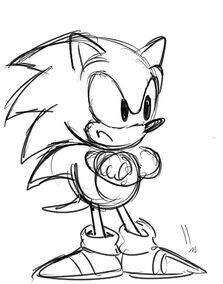 a drawing of sonic the hedge