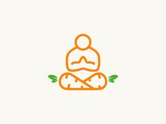 an orange line drawing of a person sitting in the middle of a leafy area