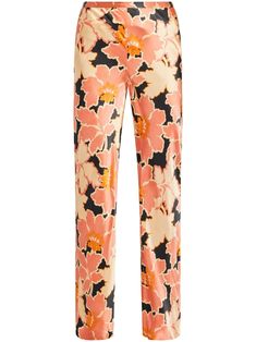 multicolour silk all-over floral print high waist elasticated waistband straight leg Shona Joy, Silk Trousers, Pants Straight, Straight Leg Pants, Silk Printing, Bottoms Pants, Womens Bottoms, Fashion Branding, High Waist