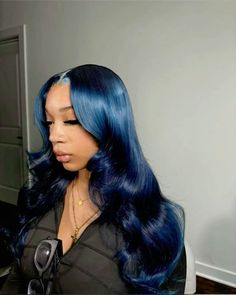 Blue Hair For Black Women, Midnight Blue Wigs For Black Women, Midnight Blue Wig, Pretty Diary, Blue Lace Front Wig, Hot Hair Styles